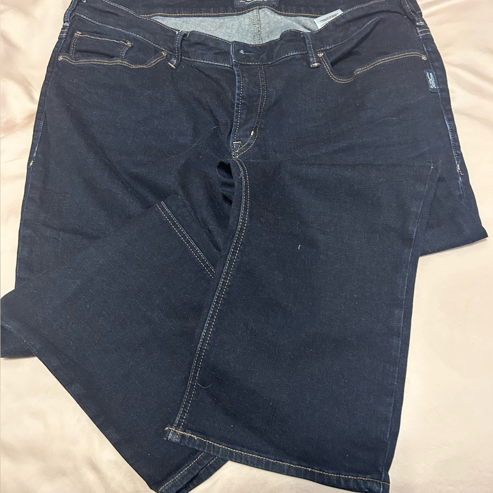Dark Blue Denim Jeans Capris